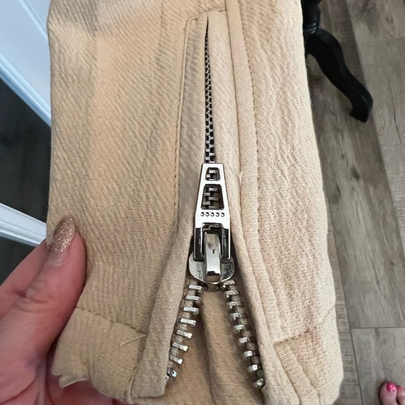 Blank NYC Cream 100% cotton Moto Jacket Asymmetrical Zipper size M EUC - Picture 7 of 16